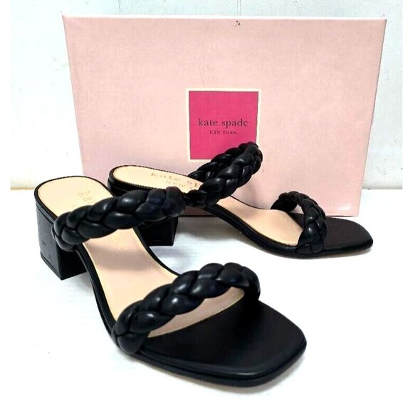 Kate Spade Womens Juniper Double Braided Strap Leather Sandal Black Size… - Picture 2 of 15